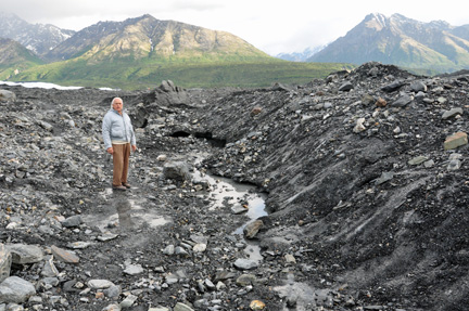 Lee Duquette hiking on Matanuska Glacier