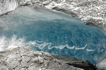 frozen "blue" ice that looks like water