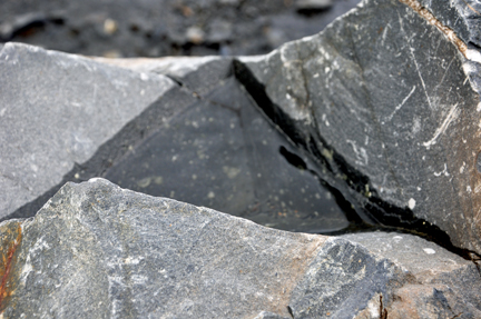 the top of the boulder filled with water