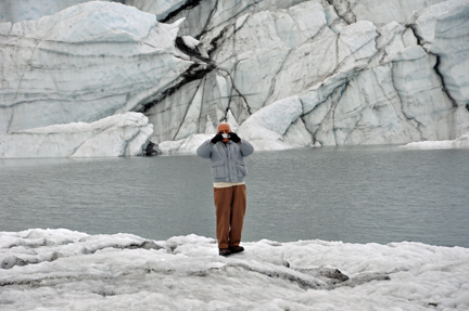 Lee Duquette at the lake in the middle of Matanuska Glacier