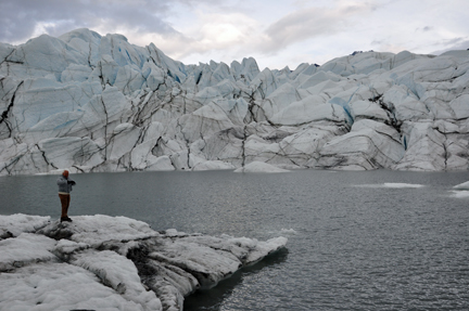 Lee Duquette at the lake in the middle of Matanuska Glacier