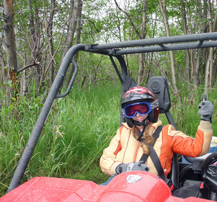 Karen Duquette giving the thumbs up sign