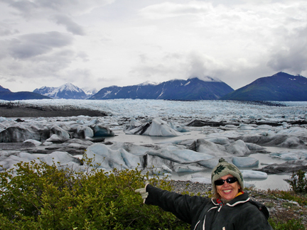 Karen Duquette and the gorgeous Knik Glacier