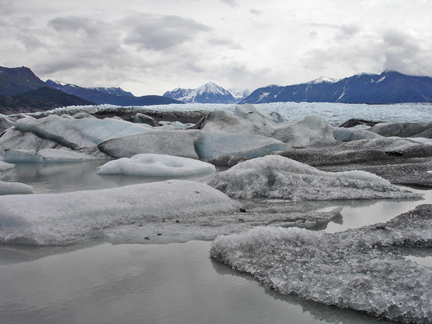 the lake, glaciers, mountains