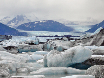 the glacier and icebergs