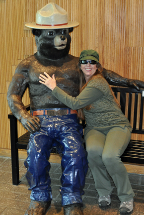 Karen Duquette and Smokie the Bear