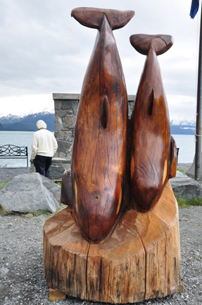 carved wooden dolphins