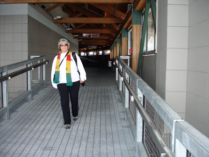 Karen Duquette entering the gift shop