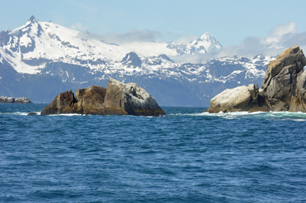 rocks, waves, mountains