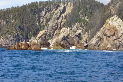 waves breaking on the rocks