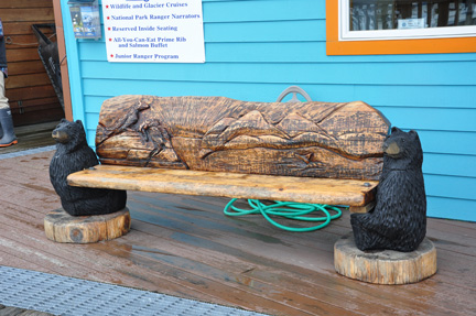 a carved bench