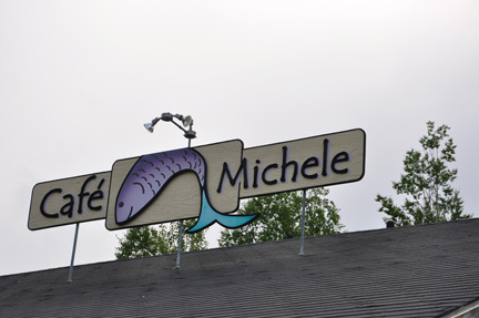 sign on roof - Cafe Michele