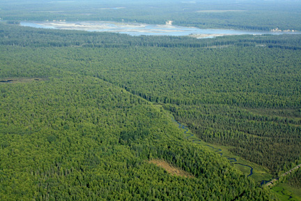 scenery taken out the closed window of the floatplane