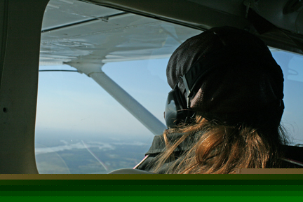 Karen Duquette in the floatplane