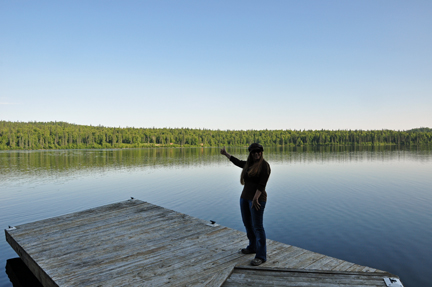 Karen Duquette on the dock