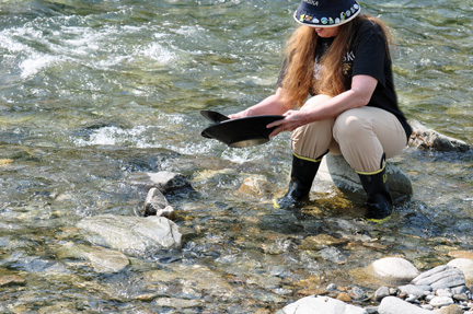 Karen Duquette panning for gold