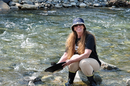 Karen Duquette panning for gold