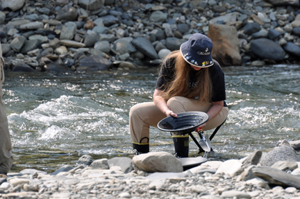 Karen Duquette panning for gold