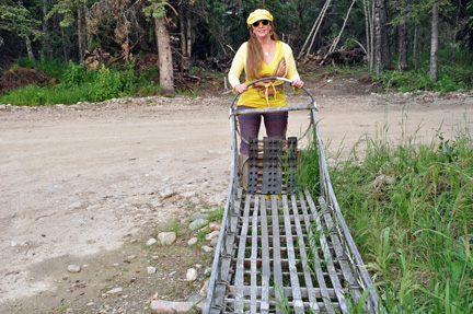 Karen and an old dog sled