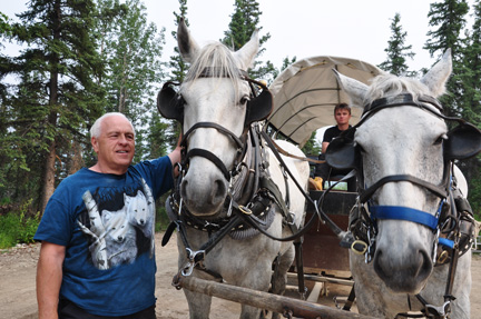 Lee, the driver, wagon, and horses