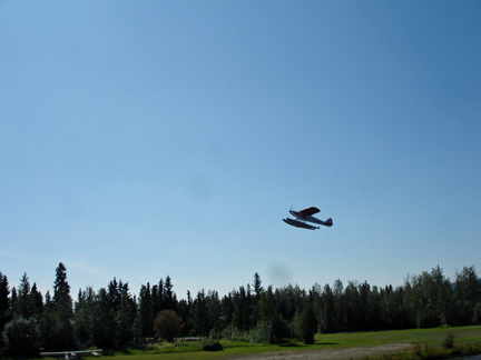 bush plane in the air