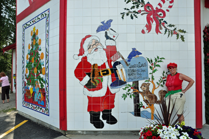 Karen Duquette and  the painted building