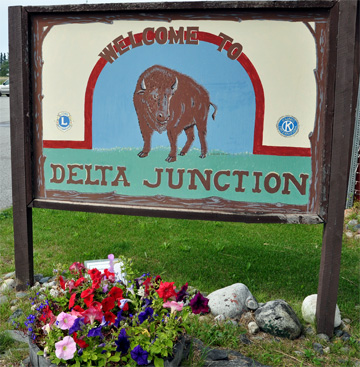 sign Welcome to Delta Junction
