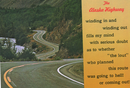 postcard - the Alaska Highway rods