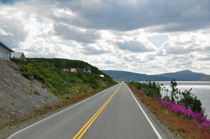 cottages, lake, road