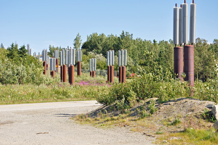 where the pipeline goes underground under the road