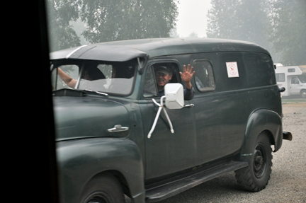 an old car in a parade