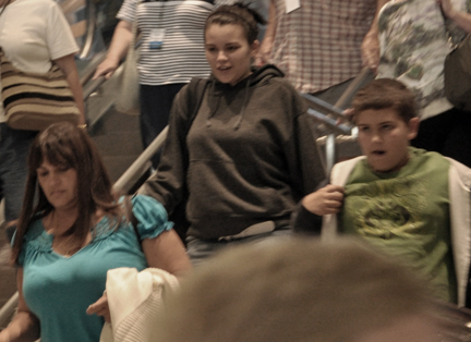 family arriving at airport