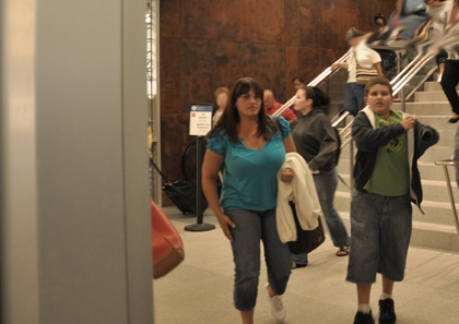 family arriving at airport