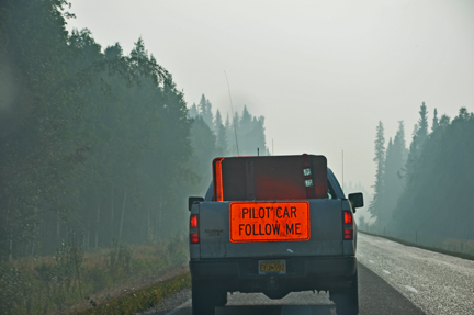 pilot car on bad road