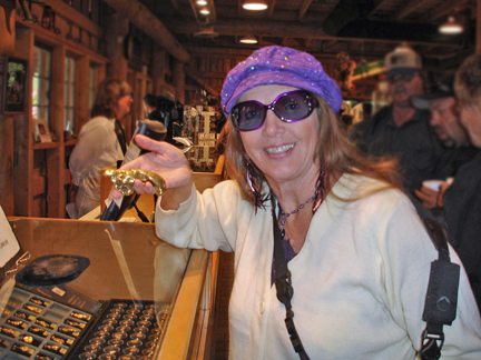 Karen holding a 19 ounce nugget