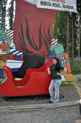 Kristen and Santa's sled