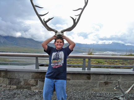 Alex and a caribou rack