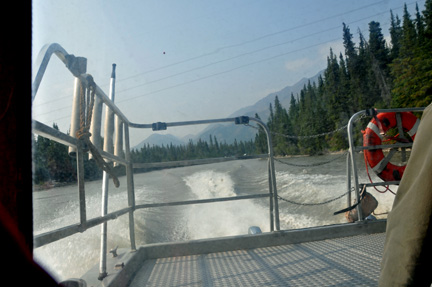 view from the stern of the jet boat