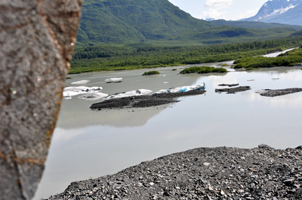 view of Valdez Glacier from the crest of the hill