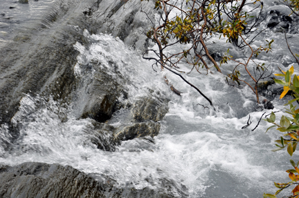a raging river on Worthington Glacier in Alaska