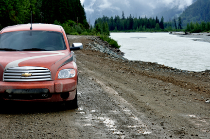 muddy dirt road and the toad of the two RV Gypsies