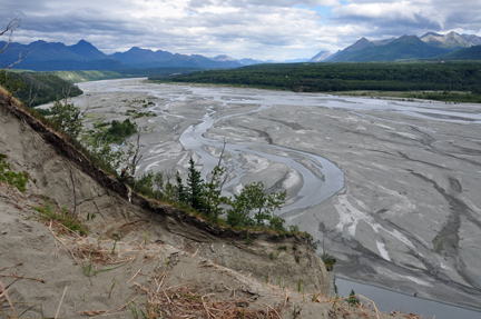 looking straight down towards Knik River