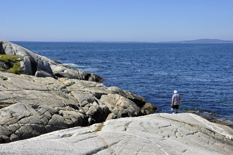 Lee Duquette checks out the waves in the Atlantic Ocean