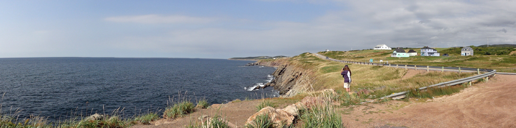 Karen Duquette at the cliffs at Margaree