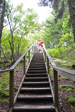 Lee Duquette on stairs to the observation deck