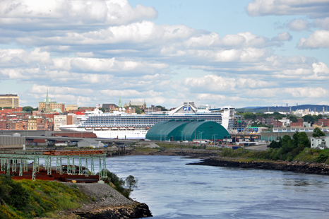 A cruise ship in port