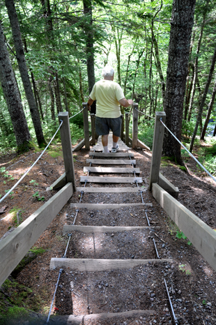 Lee Duquette on the stairs to Fuller Falls