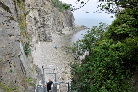 Lee Duquette on the stairs to the Cape Enrage beach