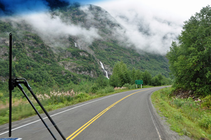 driving scenery - a waterfall