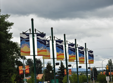 flags in the city